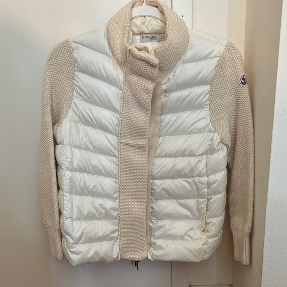 Moncler White and Cream Down Puffer Jacket